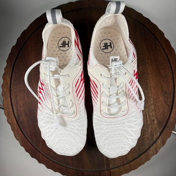HF Barefoot Water Shoes White Red Minimalist Aqua Swim Surf Shoes Quick Dry SZ36 - Picture 10 of 13